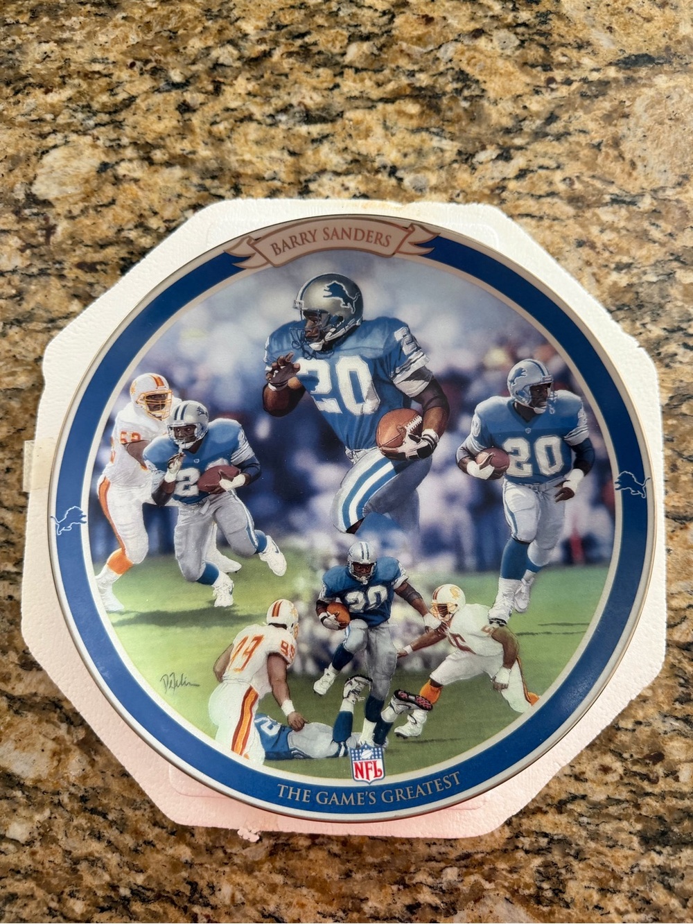 Barry Sanders Detroit Lions Bradford Exchange Plate COA NFL 1997 Game’s Greatest
